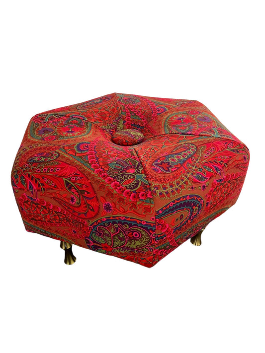 Red Paisley Footstool