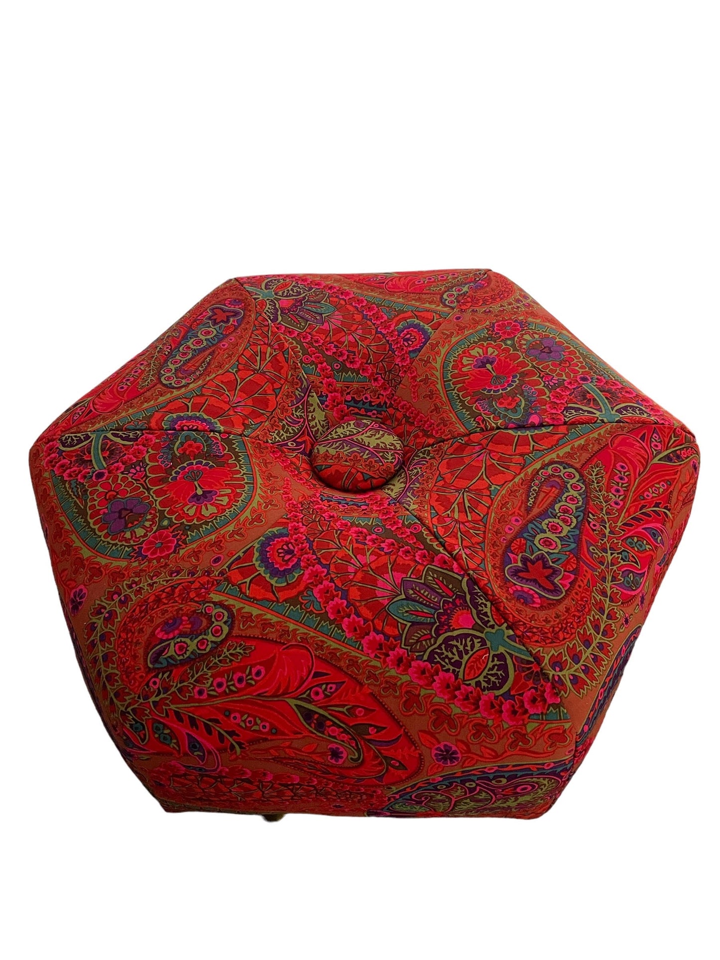 Red Paisley Footstool