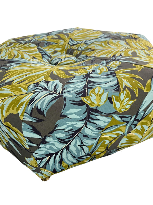 Blue and green palm footstool