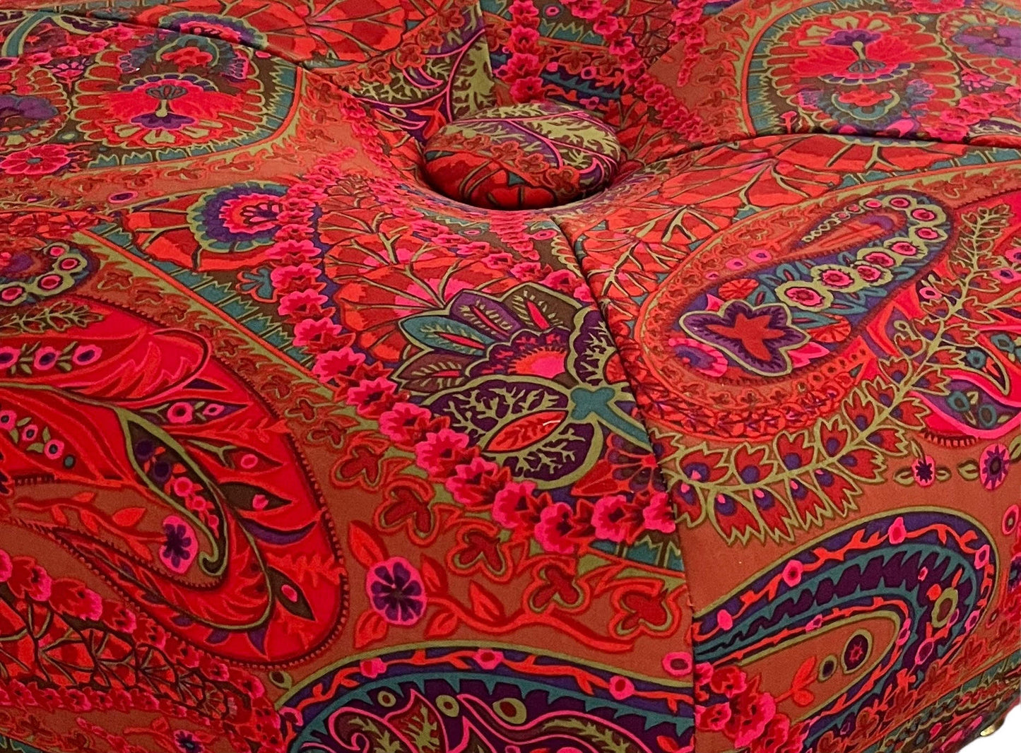 Red Paisley Footstool