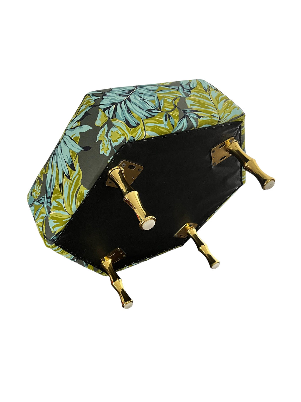 Blue and green palm footstool