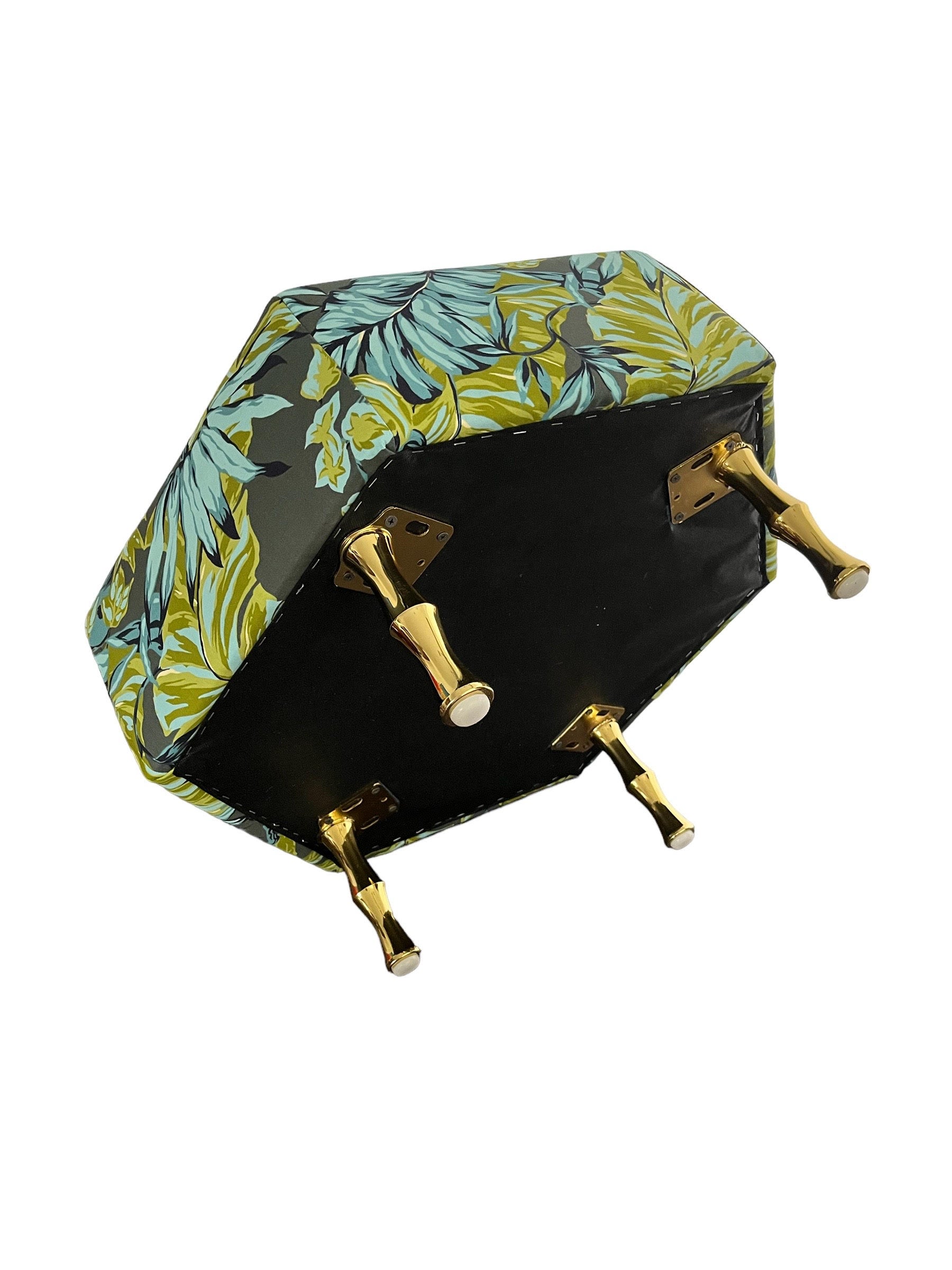 Blue and green palm footstool