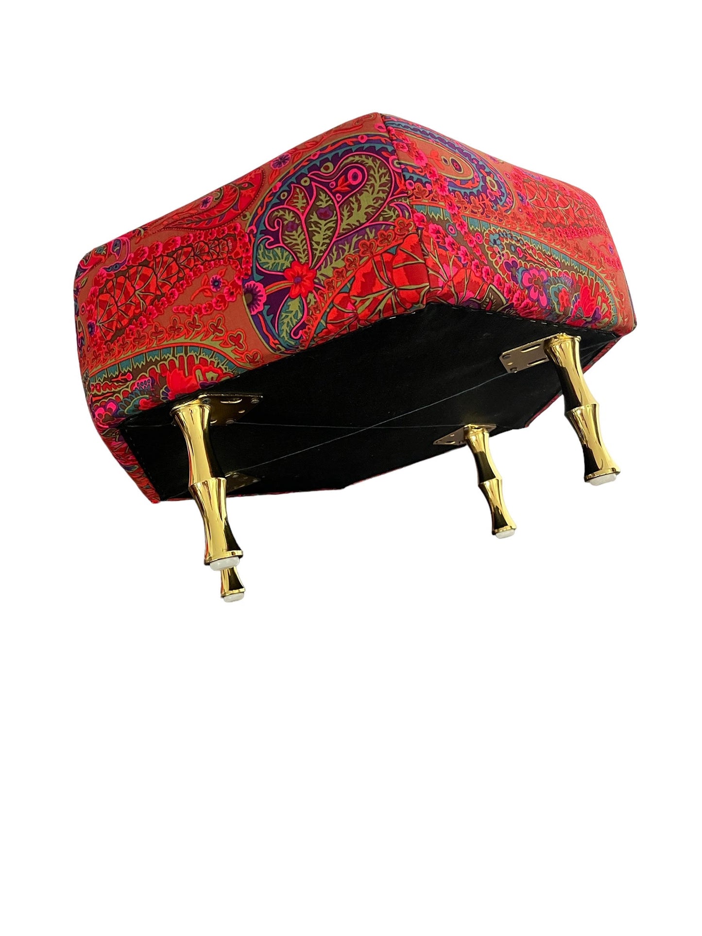 Red Paisley Footstool