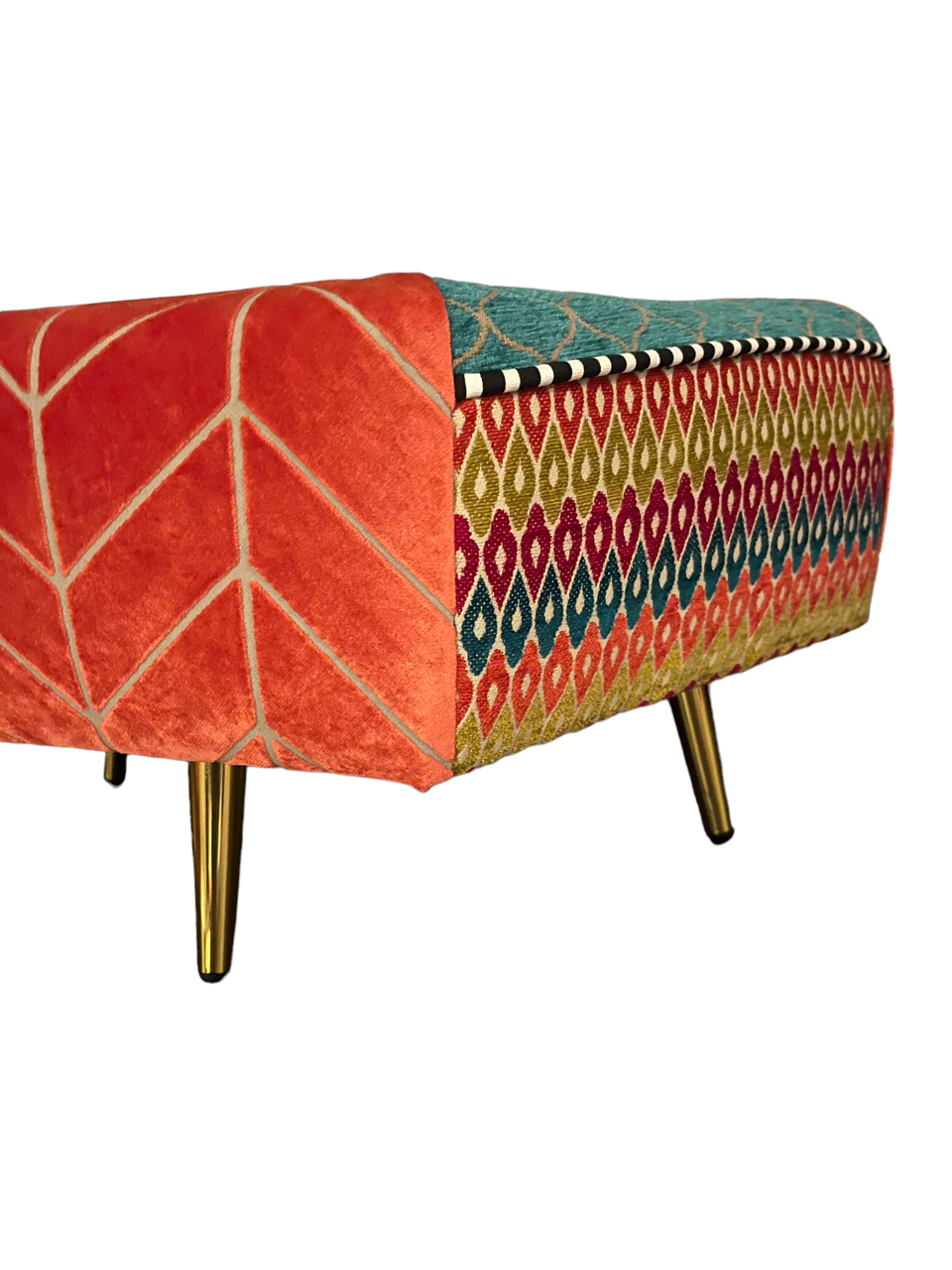 Orange and Teal Foot Stool