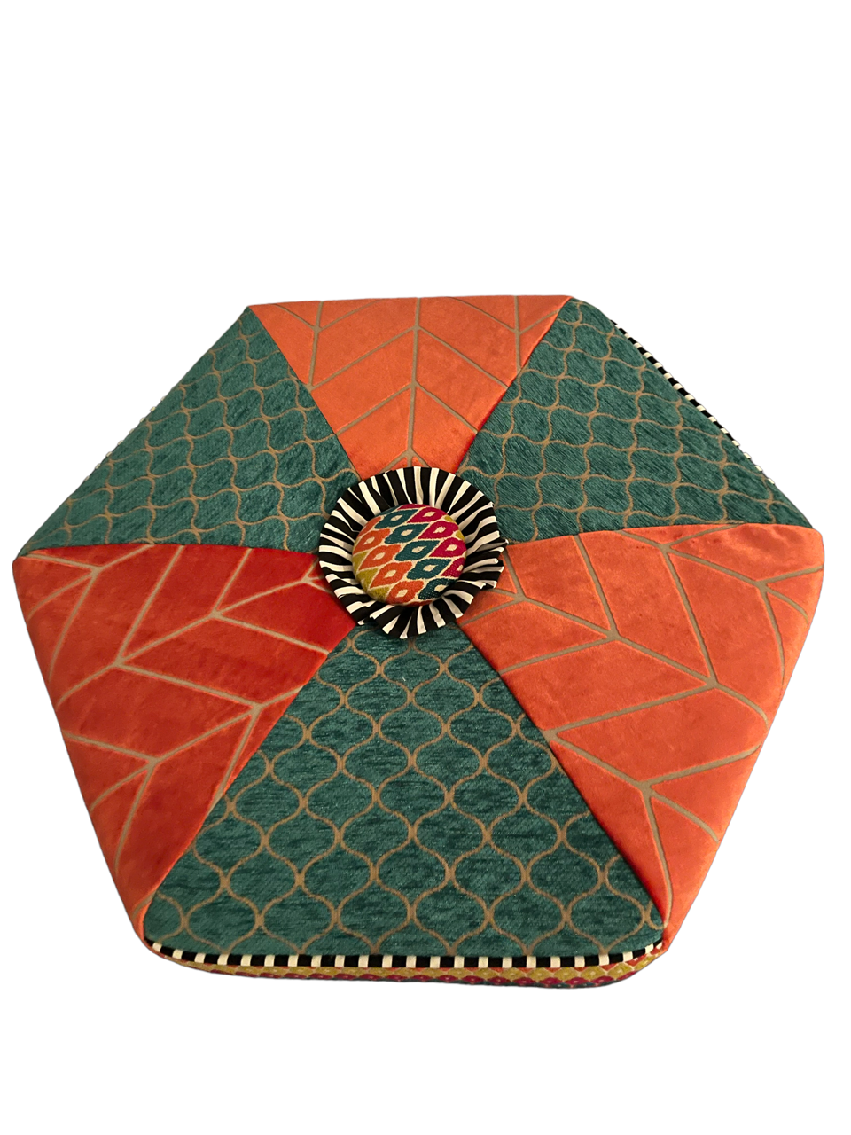 Orange and Teal Foot Stool