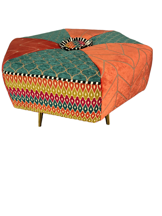 Orange and Teal Foot Stool